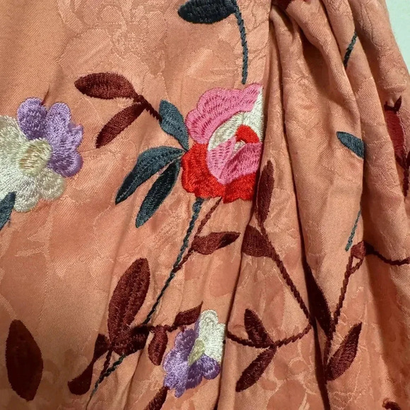 NWOT $229 By TiMo Ruched Floral Embroidered Jacquard Dress - Puff Sleeve Ruffles - Picture 9 of 10